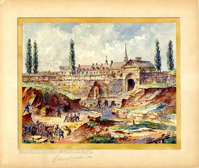 Image d'archive de la démolition de la porte Saint-Louis