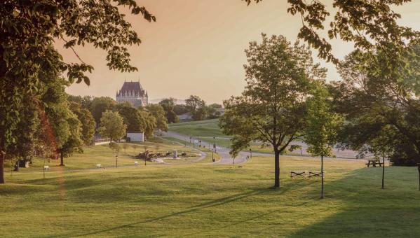 Plaines d'Abraham - vue sur le Château frontenac