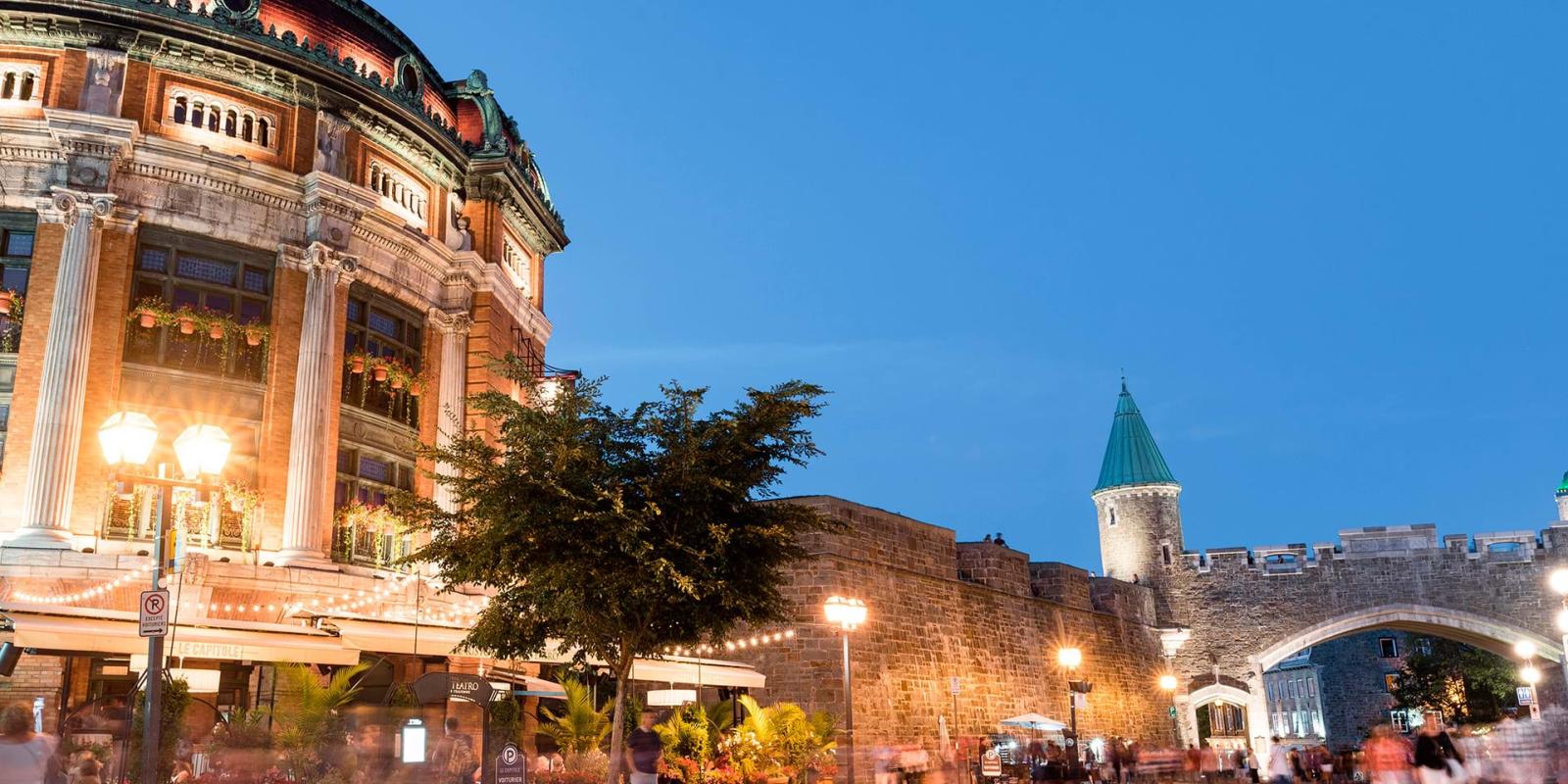 The illuminated Capitol and Saint-Jean Gate, during a nice summer evening.